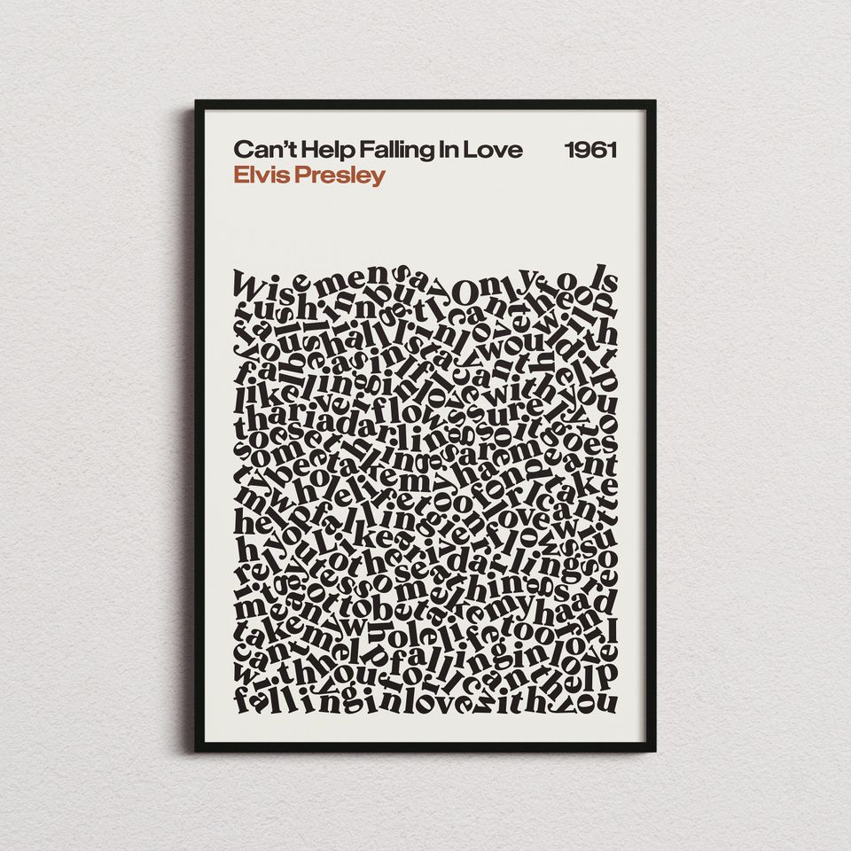 Elvis Presley Cant Help Falling In Love Song Lyrics Print