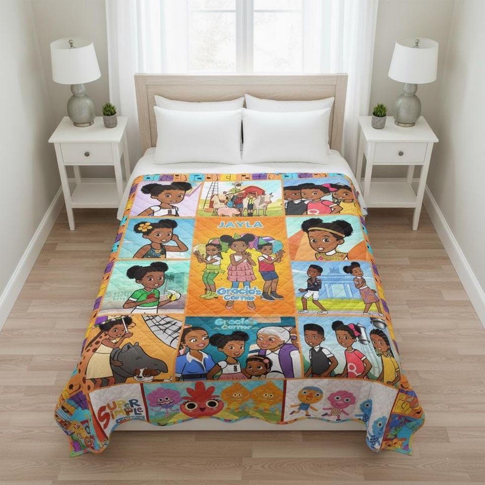 Gracies Corner Fleece Blanket, Custom Name Throw, Kids Bedding