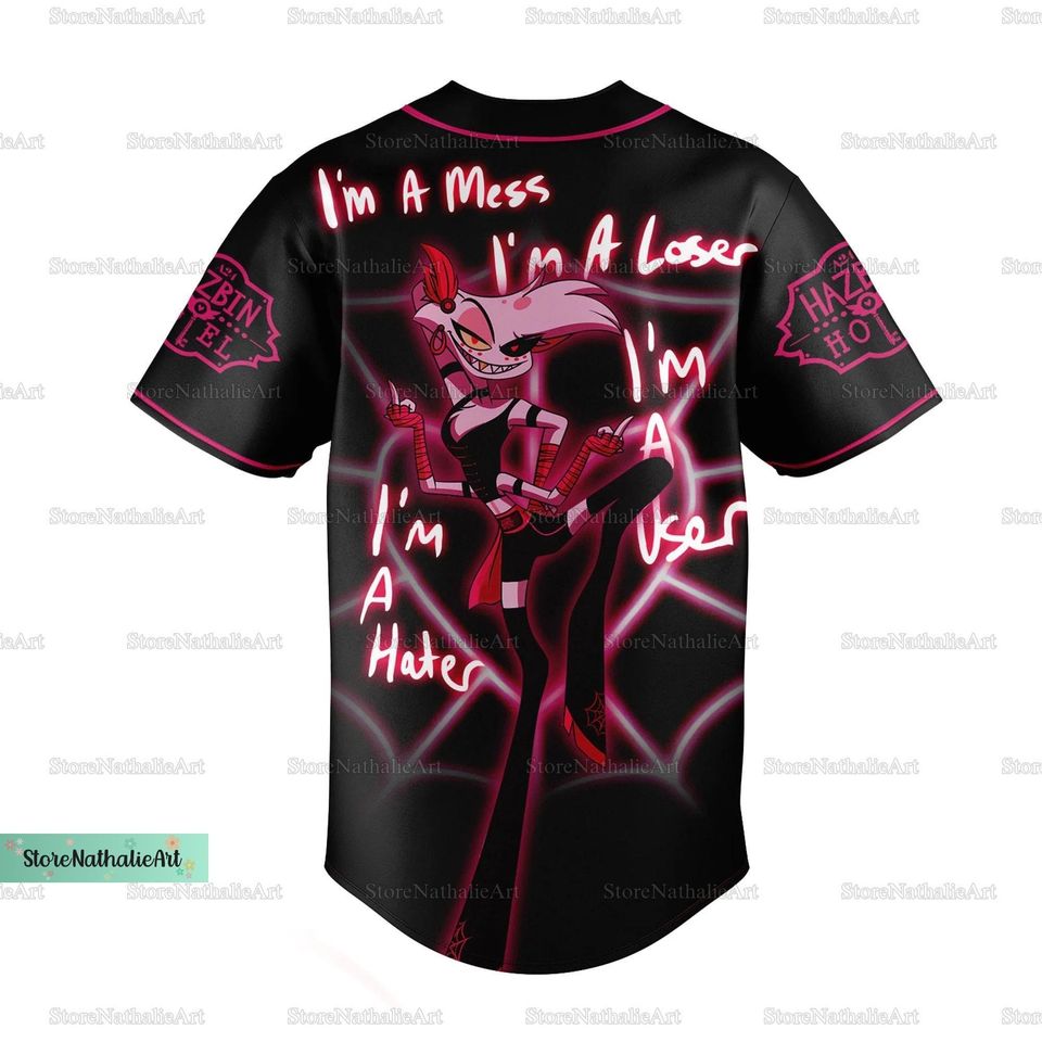 Angel Dust Hazbin Hotel Baseball Jersey, Hazbin Hotel Fan Gift