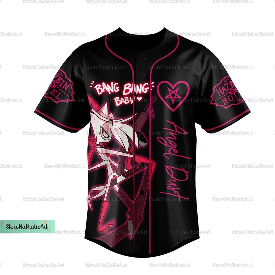Angel Dust Hazbin Hotel Baseball Jersey, Hazbin Hotel Fan Gift