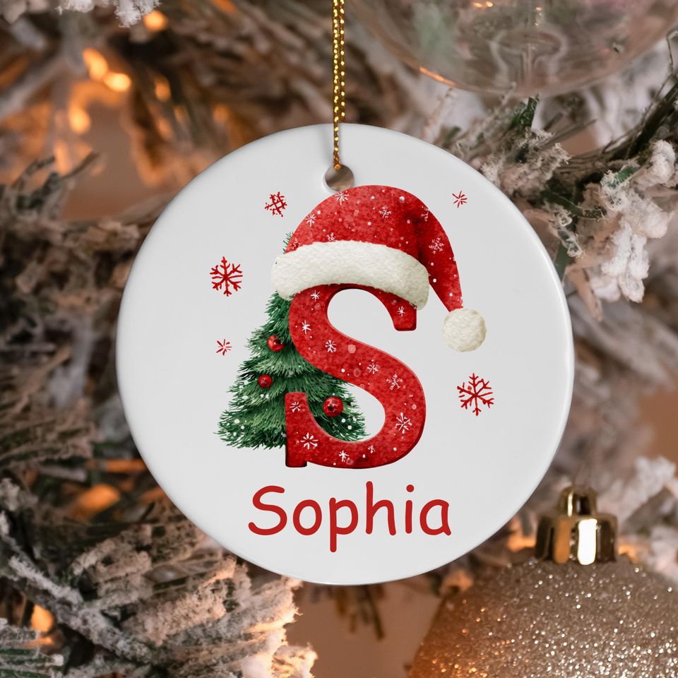 Custom Monogram Alphabet Ornament, 2025 Custom Initial Xmas Ornament