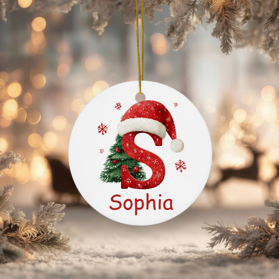 Custom Monogram Alphabet Ornament, 2025 Custom Initial Xmas Ornament