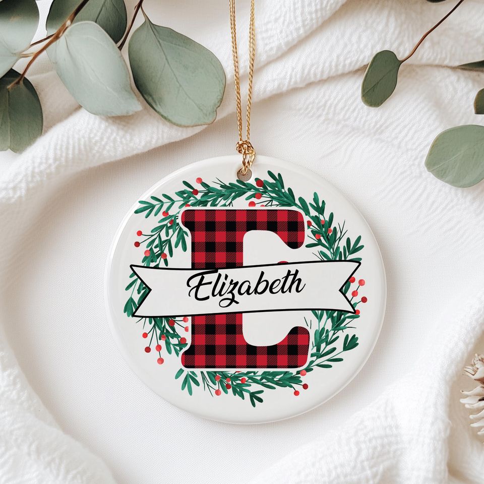 Custom Monogram Alphabet Ornament, Personalized Christmas 2025 Decoration