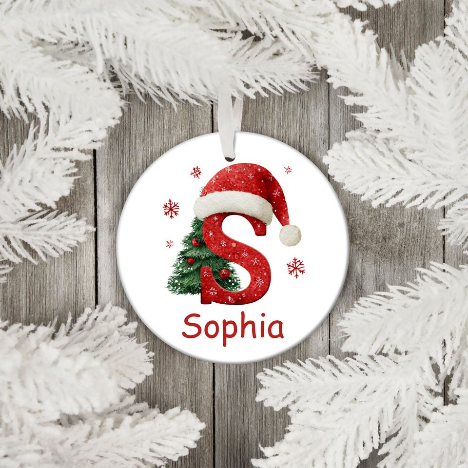 Custom Monogram Alphabet Ornament, 2025 Custom Initial Xmas Ornament