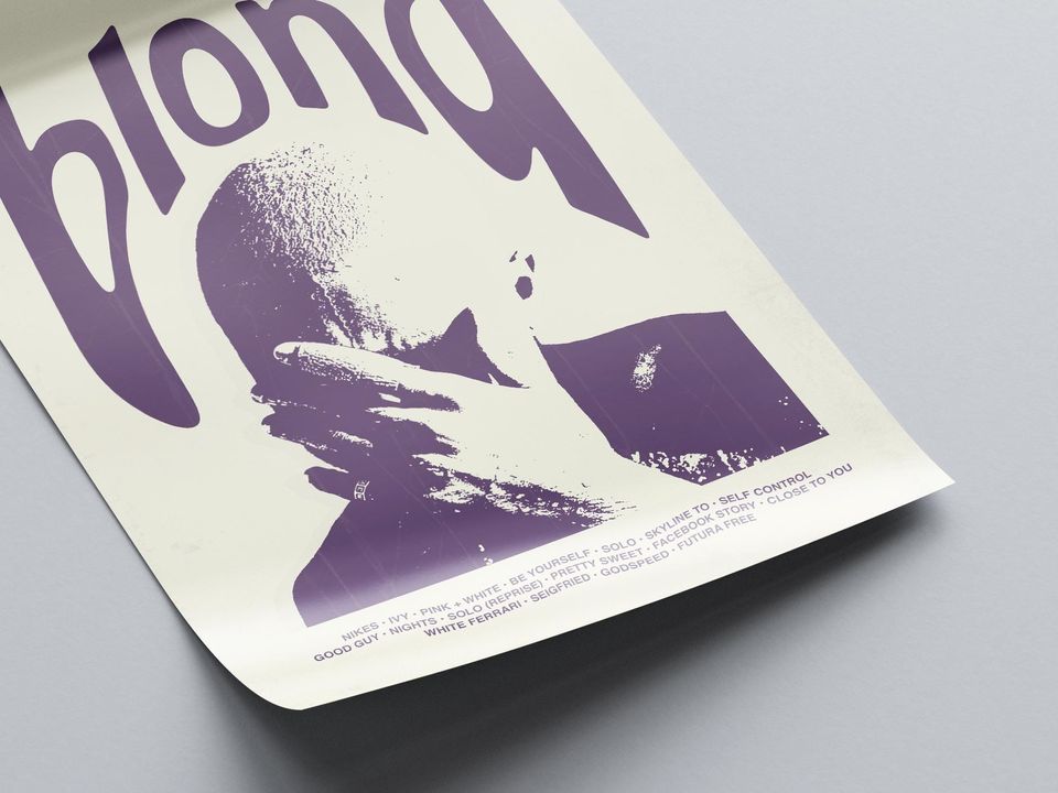 Frank Ocean - Blond Digital Album Poster - Printable Album Cover Wall Art  Digital Download  Minimalist Music Print  3 Color Options
