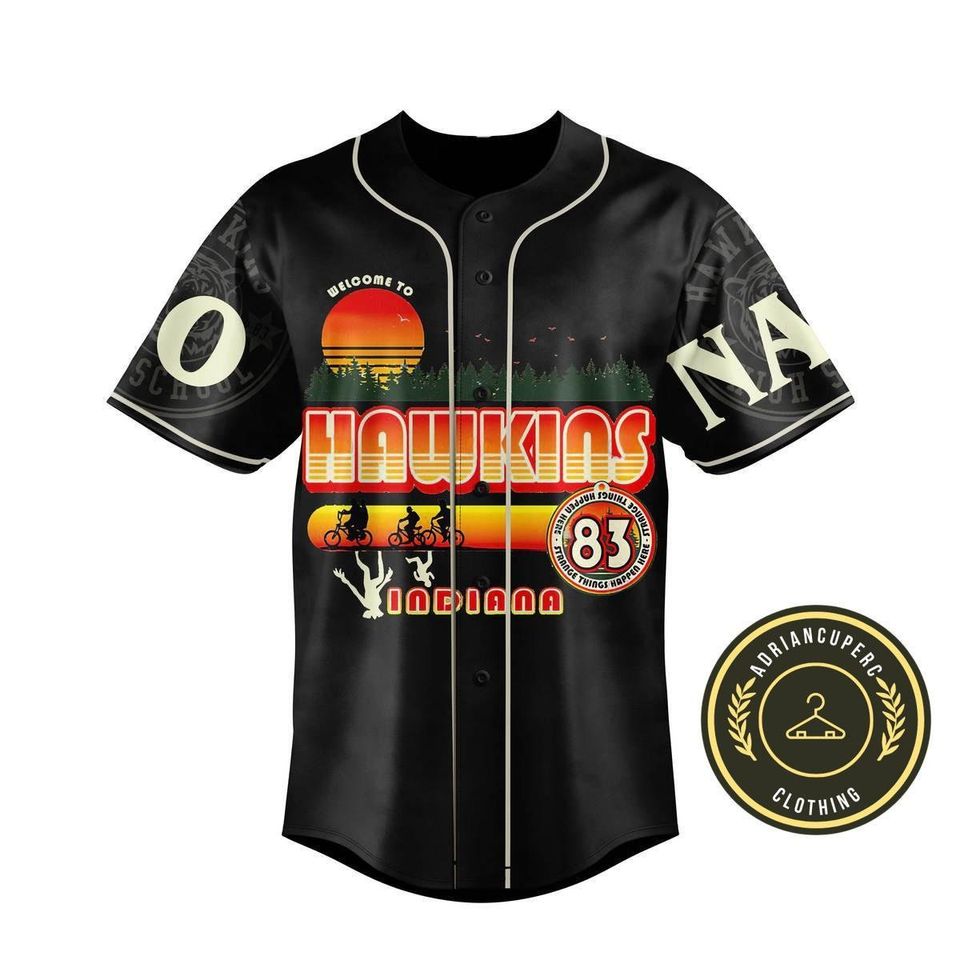 Hawskin Indiana Baseball Jersey, Hawskin Shirt, Stranger Things Baseball