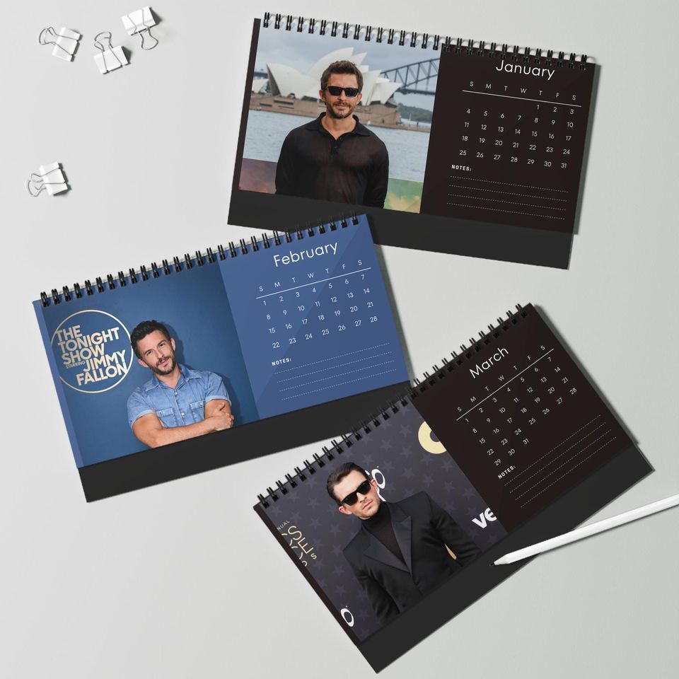 Jonathan Bailey 2026 Desk Calendar | Premium Spiral Bound Celebrity Photo Calendar | Gift for Fans & Elegant Desk Dcor