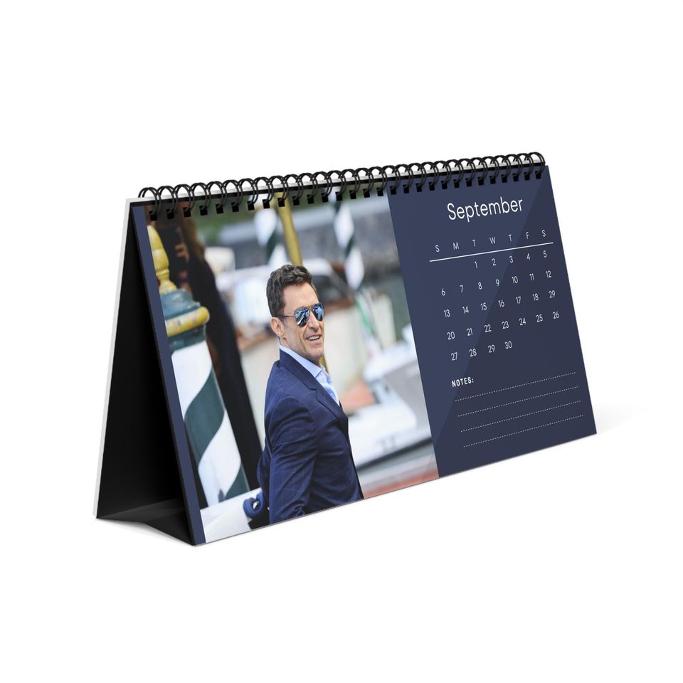 Hugh Jackman 2026 Desk Calendar | Premium Spiral Bound Celebrity Photo Calendar | Gift for Fans & Stylish Desk Decor