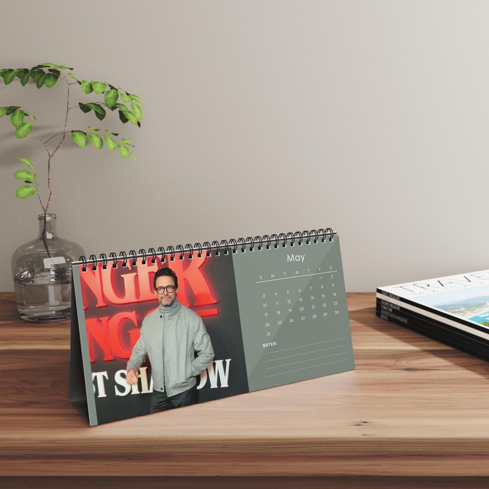 Hugh Jackman 2026 Desk Calendar | Premium Spiral Bound Celebrity Photo Calendar | Gift for Fans & Stylish Desk Decor
