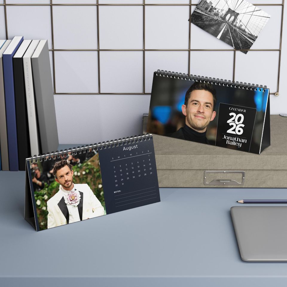 Jonathan Bailey 2026 Desk Calendar | Premium Spiral Bound Celebrity Photo Calendar | Gift for Fans & Elegant Desk Dcor