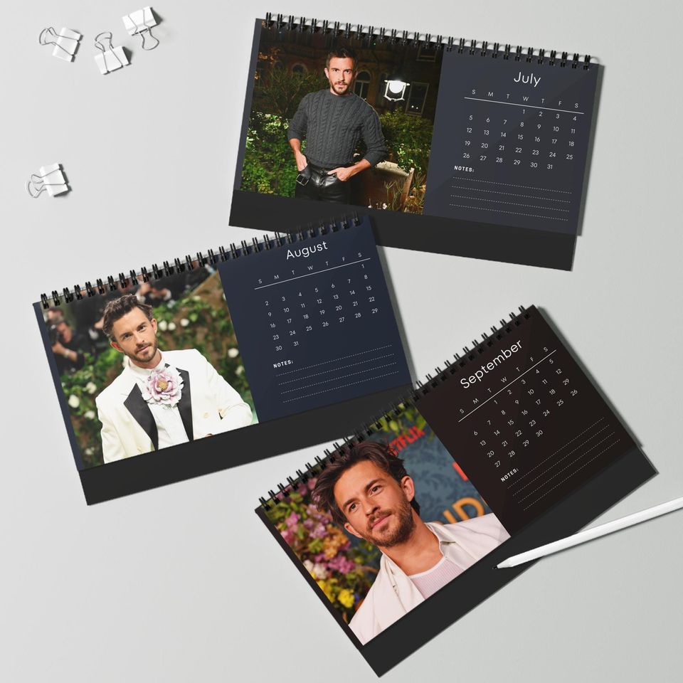 Jonathan Bailey 2026 Desk Calendar | Premium Spiral Bound Celebrity Photo Calendar | Gift for Fans & Elegant Desk Dcor