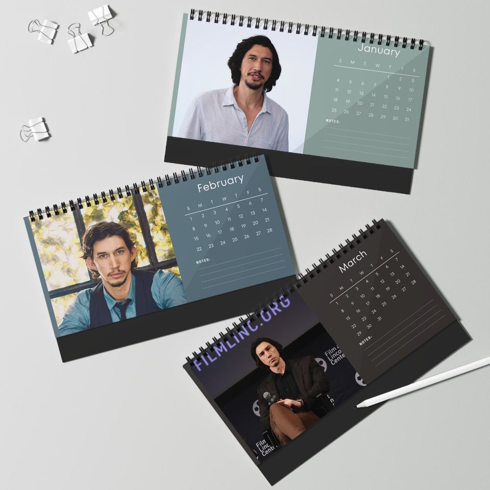 Adam Driver 2026 Desk Calendar | Premium Spiral Bound Celebrity Photo Calendar | Stylish Gift for Fans & Desk Dcor