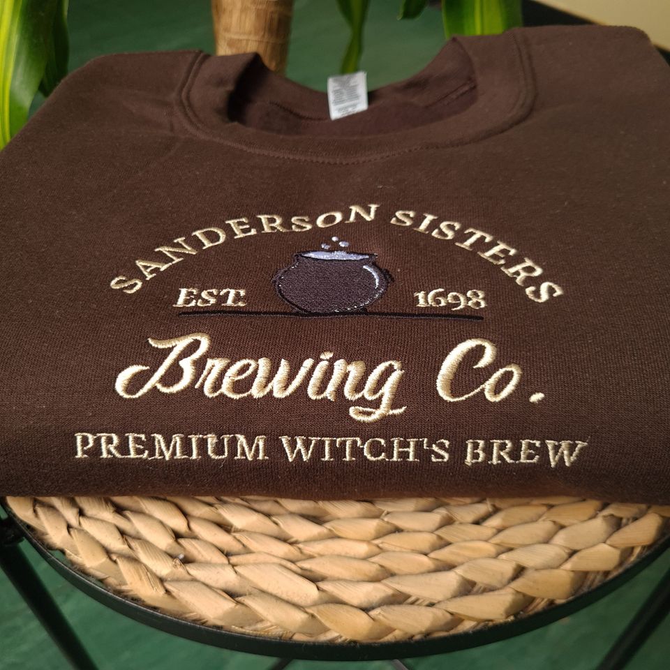 Sanderson Sisters Embroidered Sweatshirt, Brewing Co Halloween Crewneck
