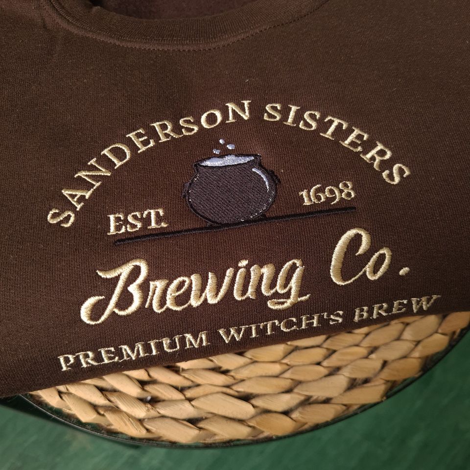 Sanderson Sisters Embroidered Sweatshirt, Brewing Co Halloween Crewneck
