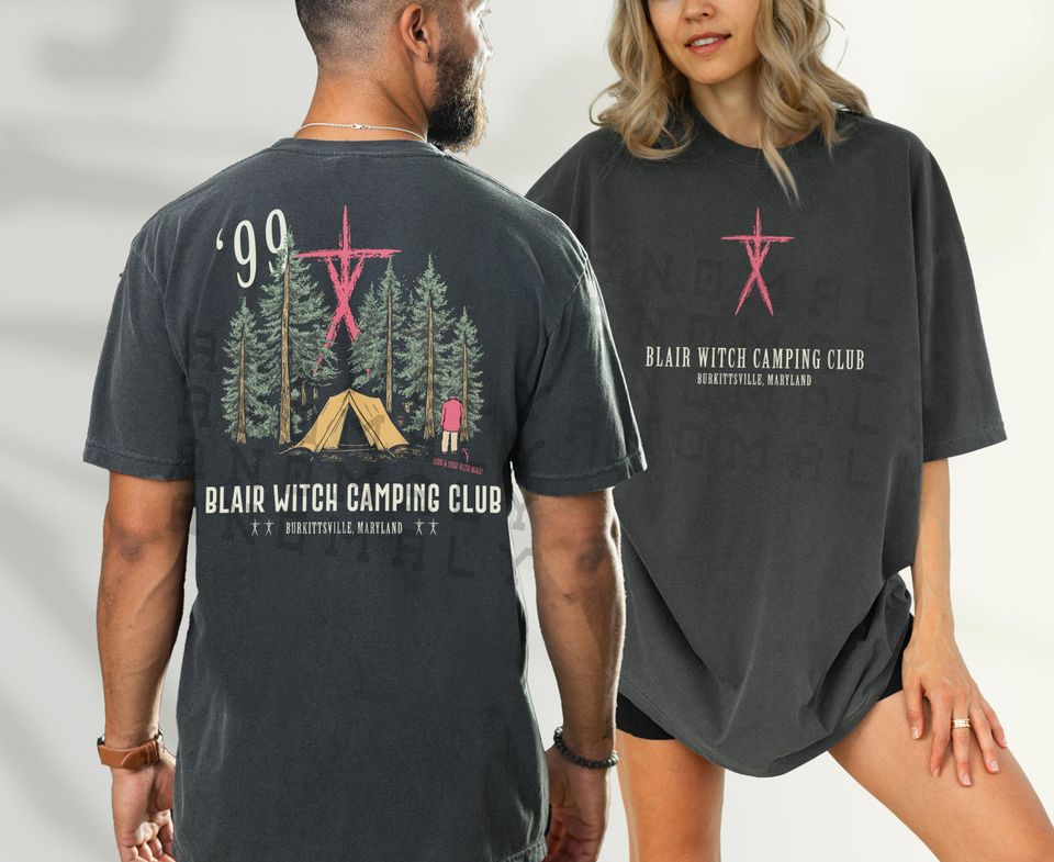 Blair Witch Camping Club T-Shirt, Retro Horror Movie Graphic Tee