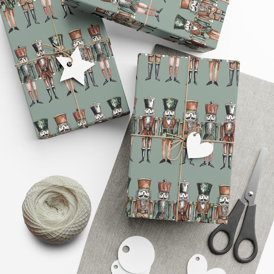 Nutcracker Christmas Wrapping Paper: Traditional Toy Soldier Gift Wrap