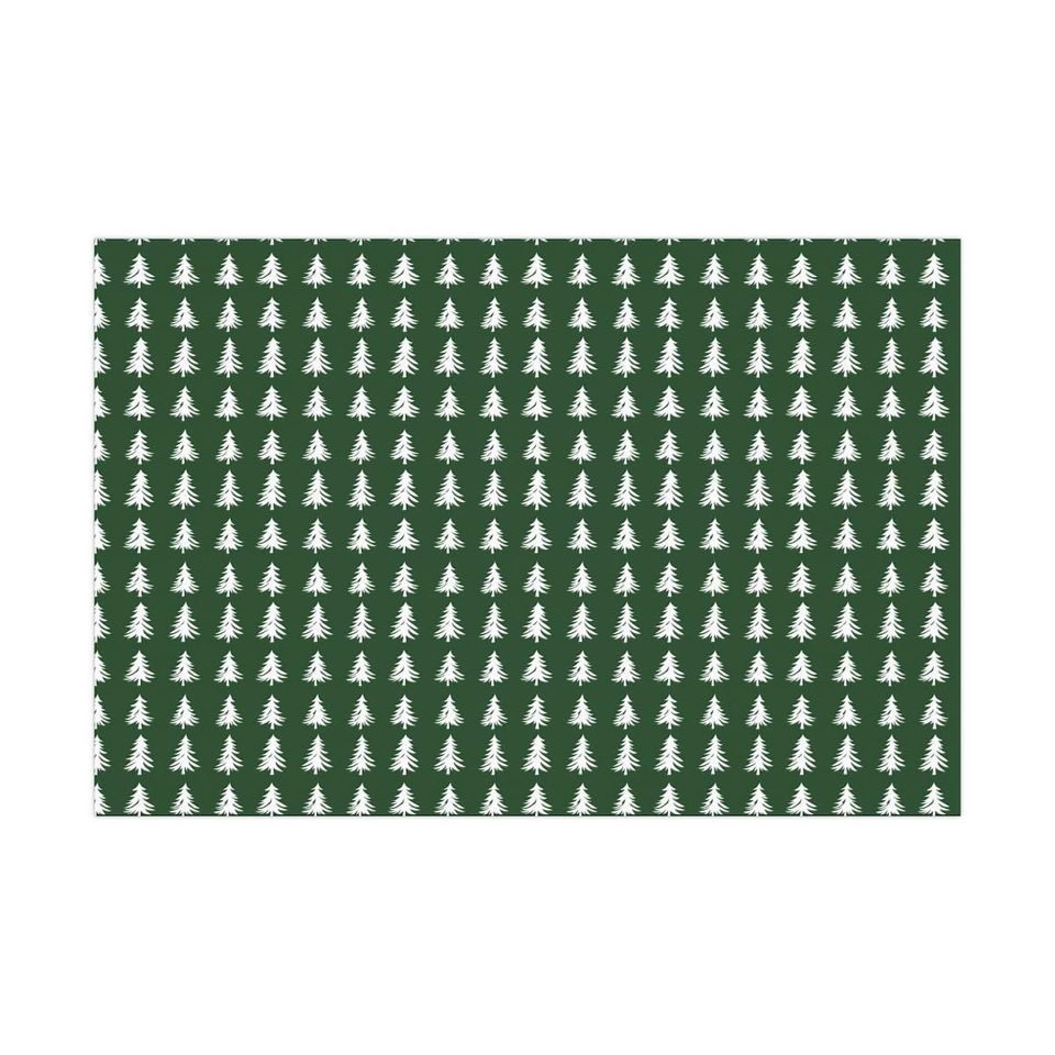 Dark Green Christmas Tree Wrapping Paper Holiday Gift Wrap