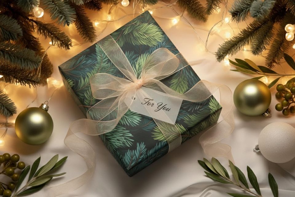 Colorado Spruce Tree Gift Wrap, Evergreen Christmas Wrapping Paper, Dark Green