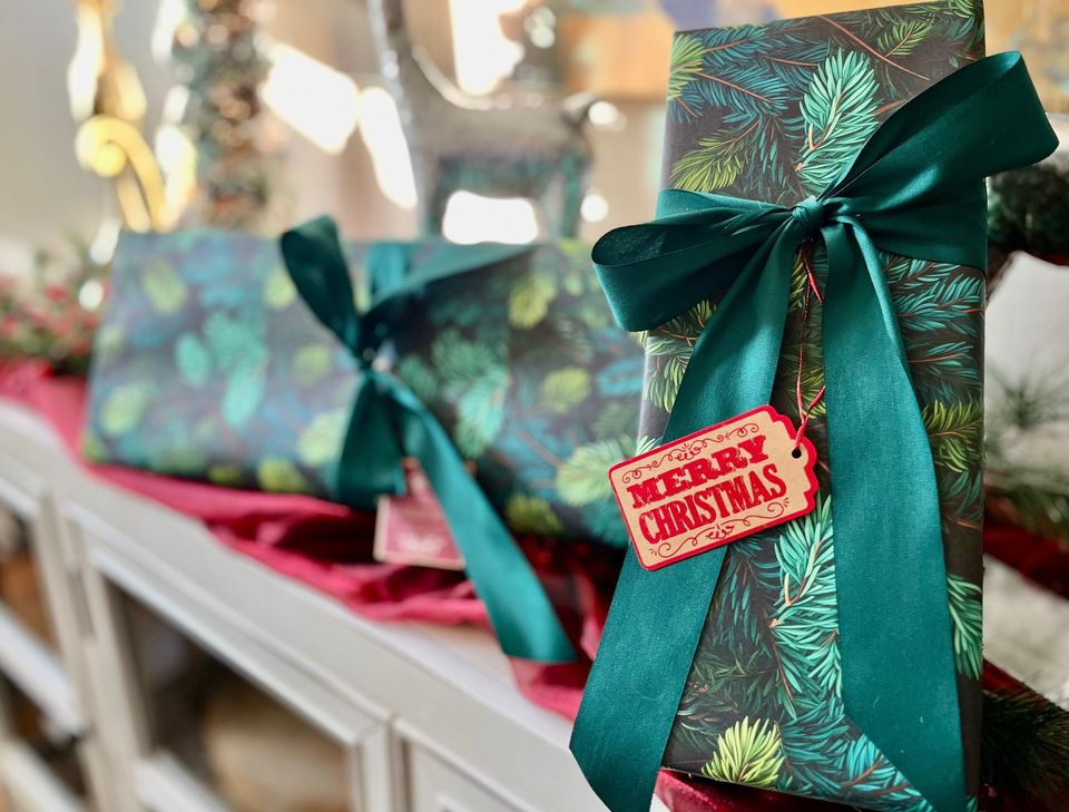 Colorado Spruce Tree Gift Wrap, Evergreen Christmas Wrapping Paper, Dark Green