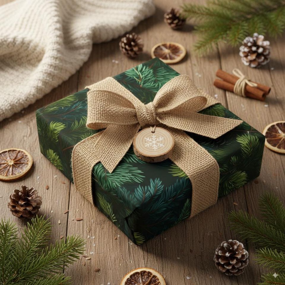 Colorado Spruce Tree Gift Wrap, Evergreen Christmas Wrapping Paper, Dark Green