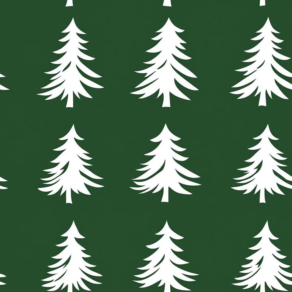 Dark Green Christmas Tree Wrapping Paper Holiday Gift Wrap
