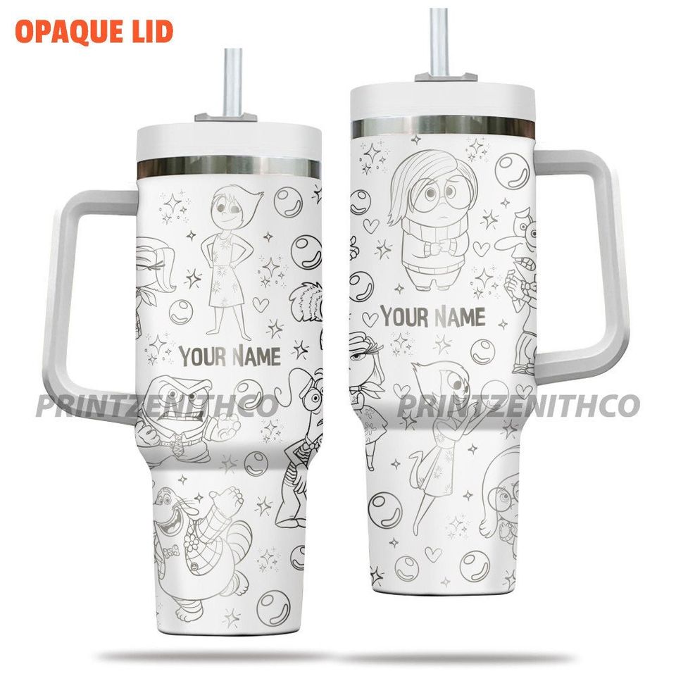 Custom Disney Inside Out Tumbler, Disney 40oz Tumbler With Handle
