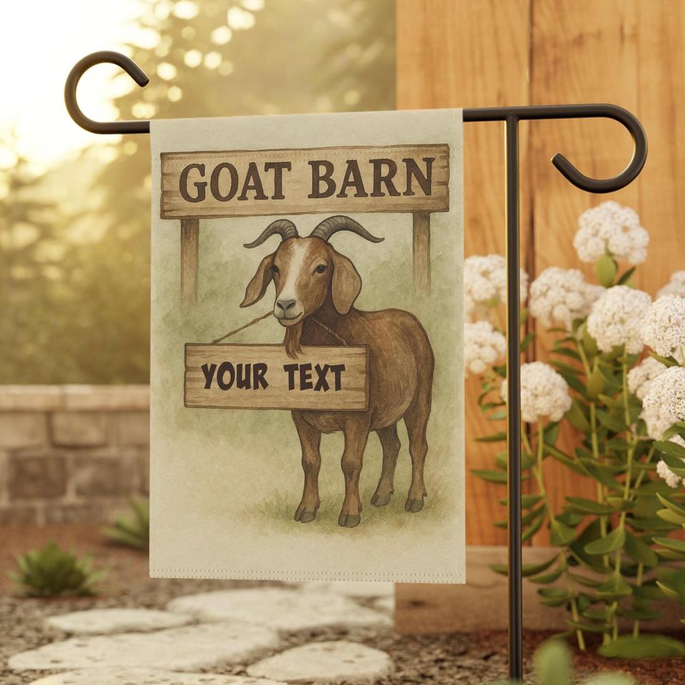 Personalized Goat Barn Garden Flag, Rustic Farmhouse Decor (12x18)