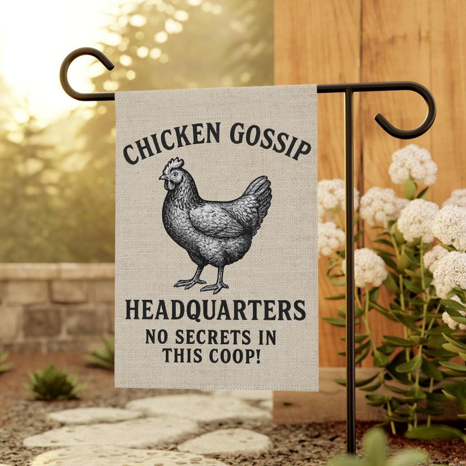 Funny Chicken Garden Flag: Rustic Farmhouse Coop Decor