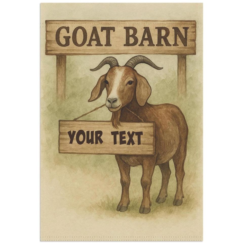 Personalized Goat Barn Garden Flag, Rustic Farmhouse Decor (12x18)