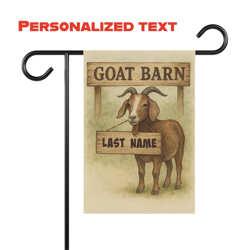 Personalized Goat Barn Garden Flag, Rustic Farmhouse Decor (12x18)
