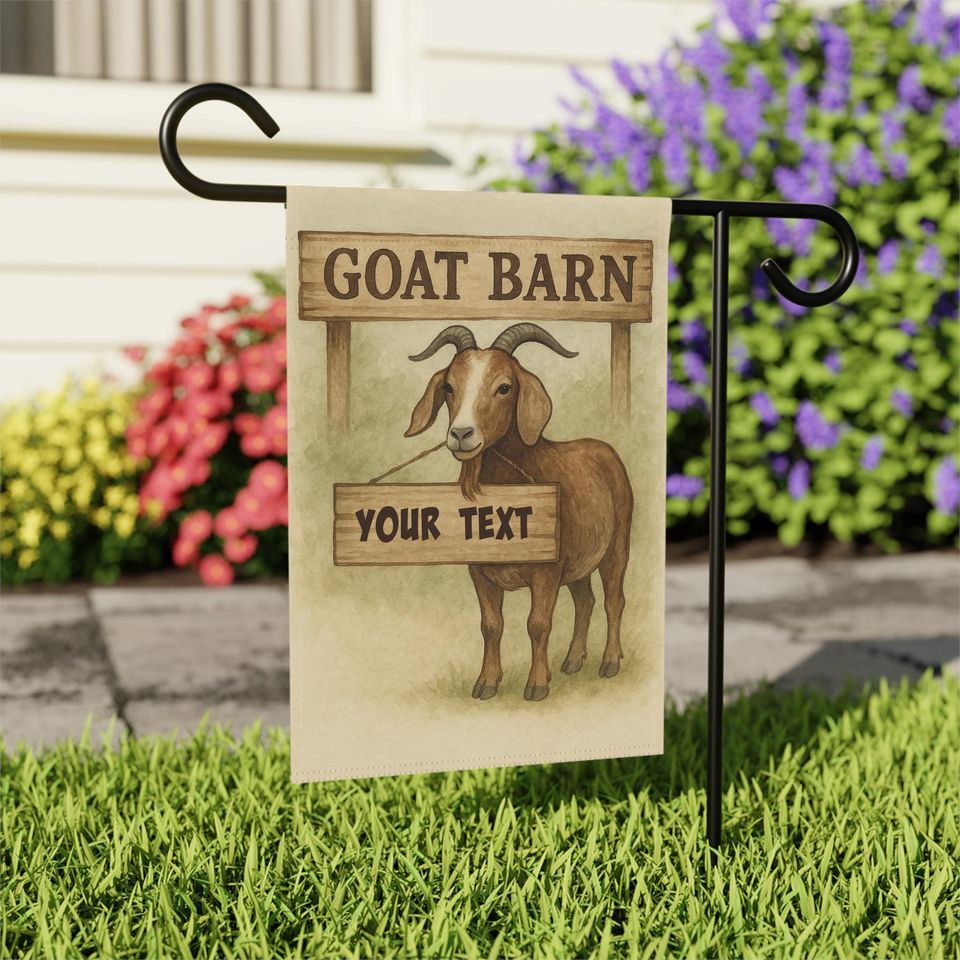 Personalized Goat Barn Garden Flag, Rustic Farmhouse Decor (12x18)