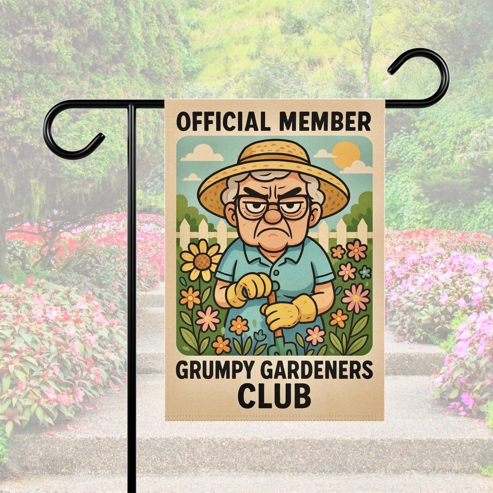 Grumpy Gardeners Club Garden Flag: Funny Retirement Yard Decor