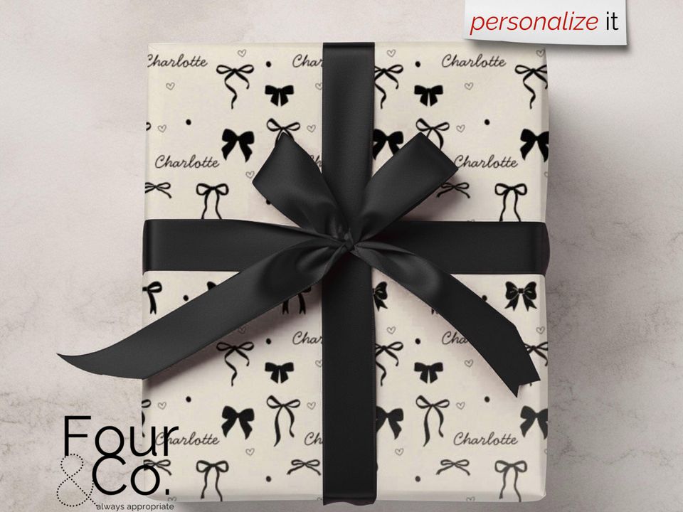 Personalized Name Wrapping Paper, Custom Gift Wrap, Coquette Gift Wrap
