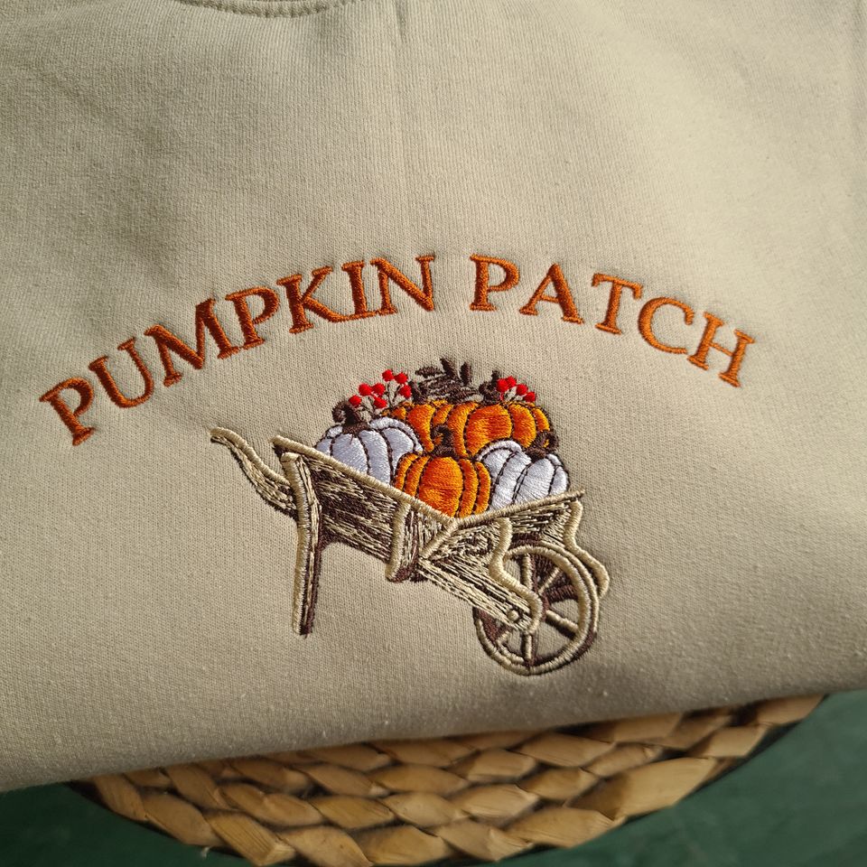 Pumpkin Patch Embroidered Crewneck, Halloween Embroidered Sweatshirt