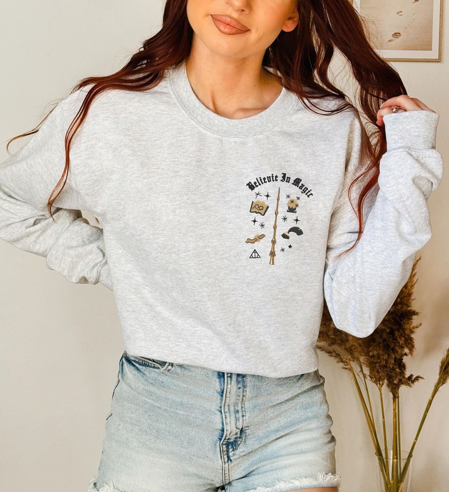 Wizard Wand Shop Embroidered Sweatshirt, Wizard Hoodie, Universal Trip Sweater, Wizard Book Shop, Gift For Book Nerd, Bookish Pullover