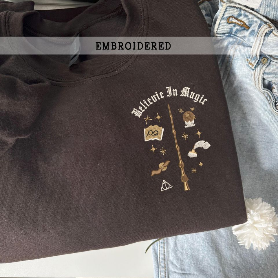 Wizard Wand Shop Embroidered Sweatshirt, Wizard Hoodie, Universal Trip Sweater, Wizard Book Shop, Gift For Book Nerd, Bookish Pullover