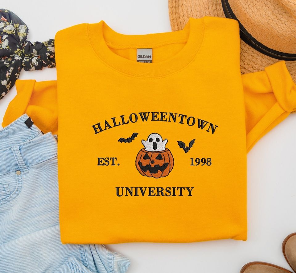 Embroidered Halloween Pumkin Sweatshirt, Halloweentown 1998 Sweatshirt, Fall Sweater