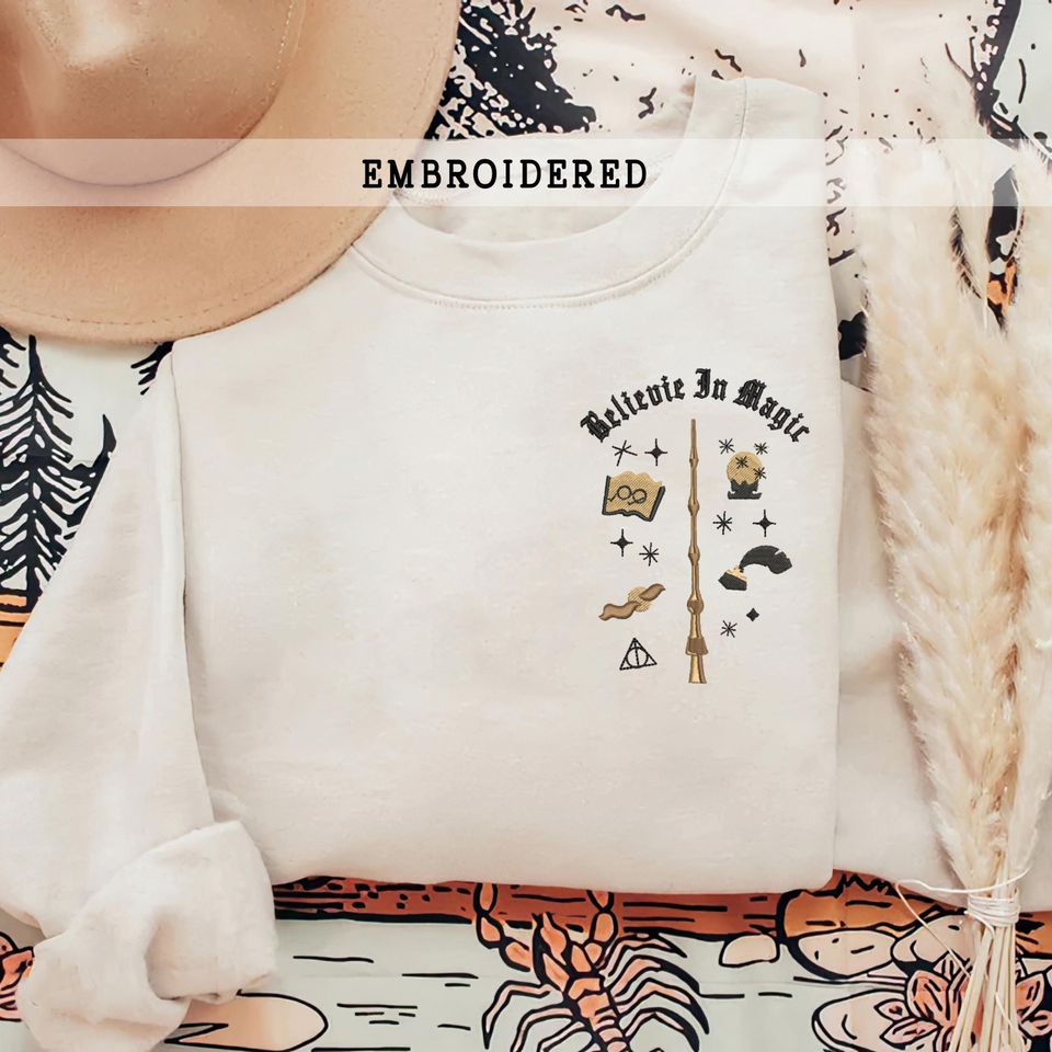 Wizard Wand Shop Embroidered Sweatshirt, Wizard Hoodie, Universal Trip Sweater, Wizard Book Shop, Gift For Book Nerd, Bookish Pullover