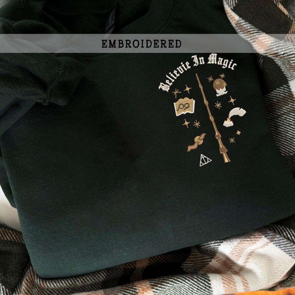 Wizard Wand Shop Embroidered Sweatshirt, Wizard Hoodie, Universal Trip Sweater, Wizard Book Shop, Gift For Book Nerd, Bookish Pullover