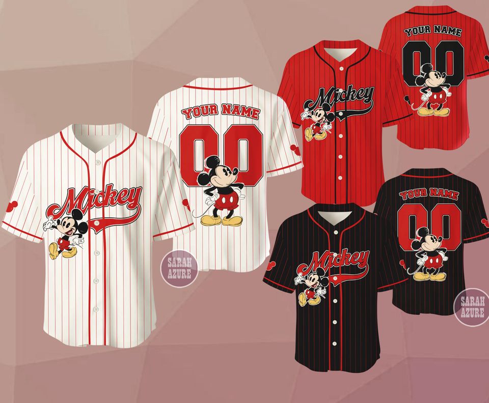 Custom Mickey and Friends Baseball Jersey, Disneyland Theme Park Apparel