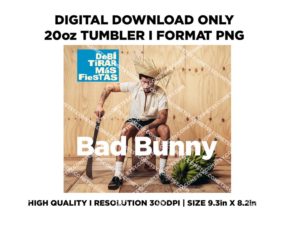 Bad Bunny Tumbler with Lid and Straw | 20oz Tumbler | Bad Bunny New Album Tumbler
