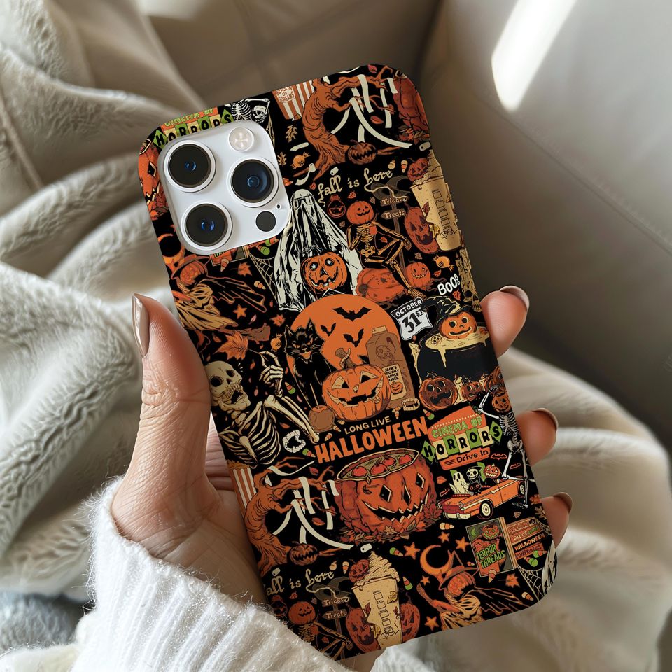 Halloween Ghost Phone Case for iPhone – Spooky Season Magnetic Wireless Charging Cover