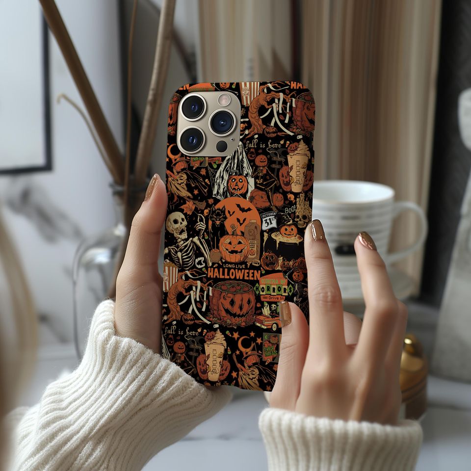 Halloween Ghost Phone Case for iPhone – Spooky Season Magnetic Wireless Charging Cover