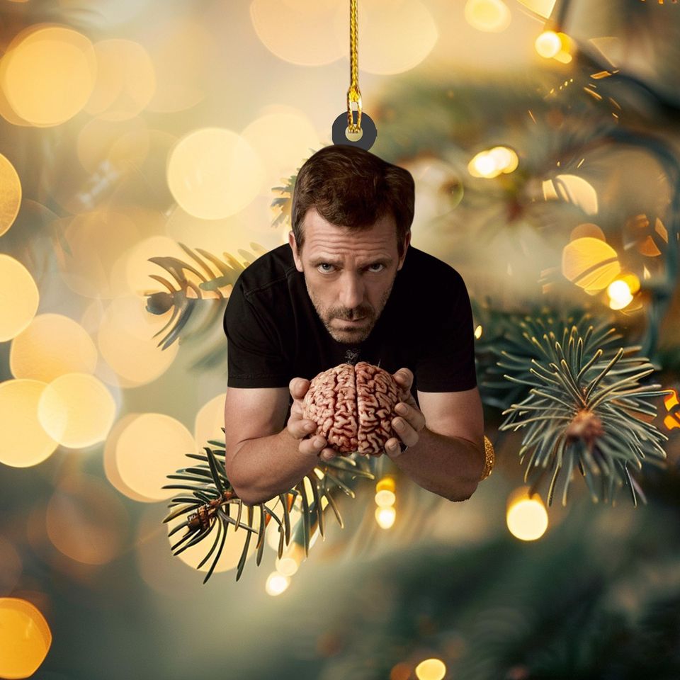 House MD Christmas Ornament, Gregory House with Doctors Cast, Retro TV Show Fan Gift, Custom Holiday Tree Decoration, Medical Drama Ornament