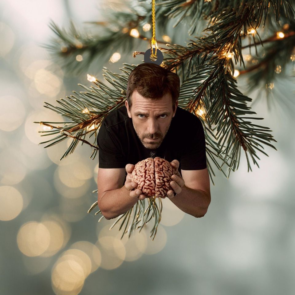 House MD Christmas Ornament, Gregory House with Doctors Cast, Retro TV Show Fan Gift, Custom Holiday Tree Decoration, Medical Drama Ornament