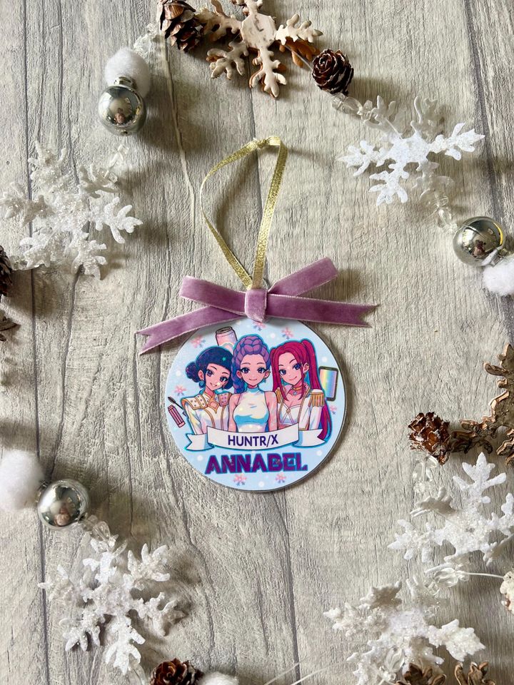 K-Pop Demon Hunters Personalized Christmas Bauble Ceramic Ornament Saja Boys Design