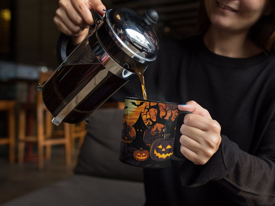 Spooky Fun Halloween Coffee Mug, 15oz Ceramic Fall Accent Mug, Halloween Home Decor