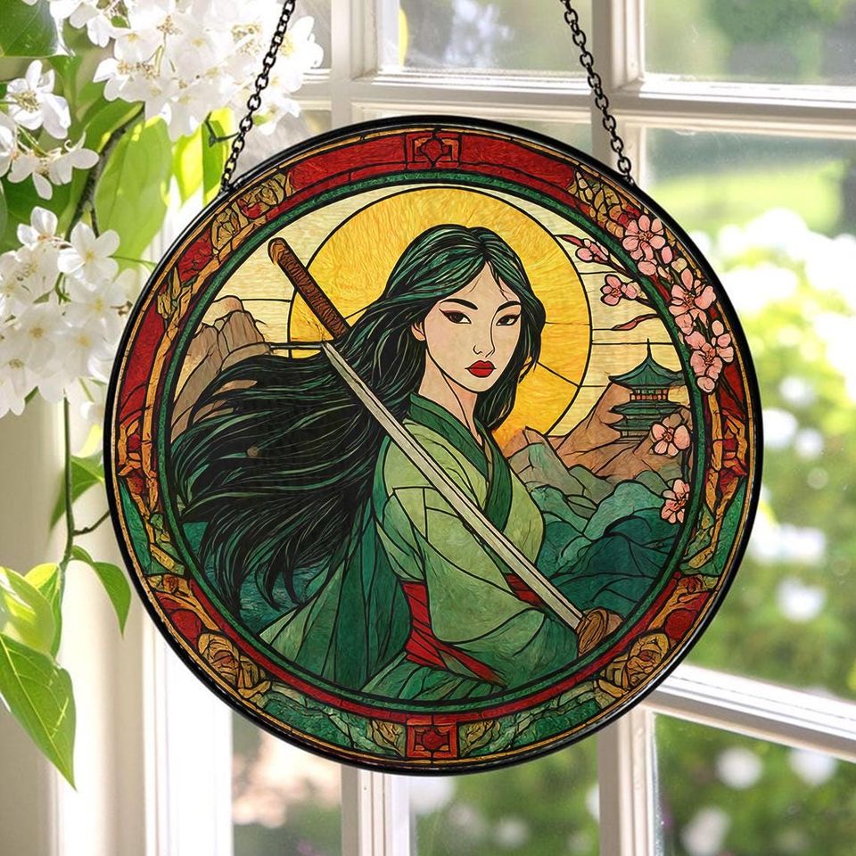 Disney Mulan Stained Glass Suncatcher, Disney Mulan Window Hanging, Disney Mulan Suncatcher, Disney Mulan Decor
