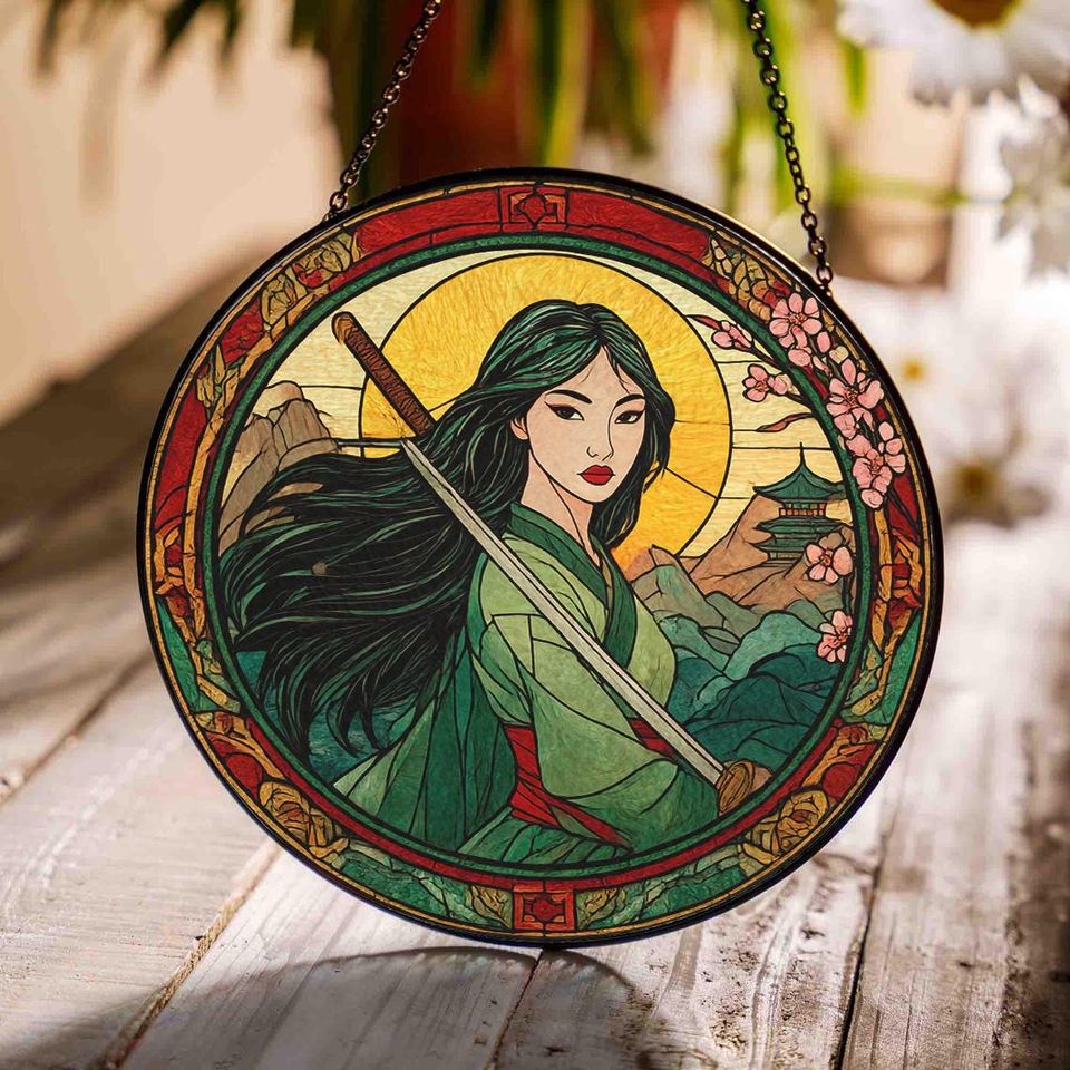 Disney Mulan Stained Glass Suncatcher, Disney Mulan Window Hanging, Disney Mulan Suncatcher, Disney Mulan Decor