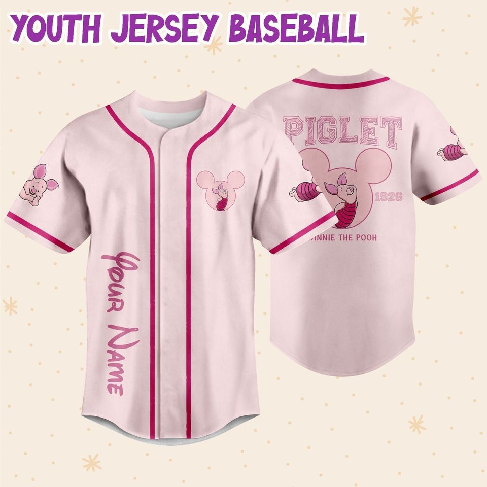 Personalize Winnie The Pooh Piglet, Custom Disney Baseball Jersey